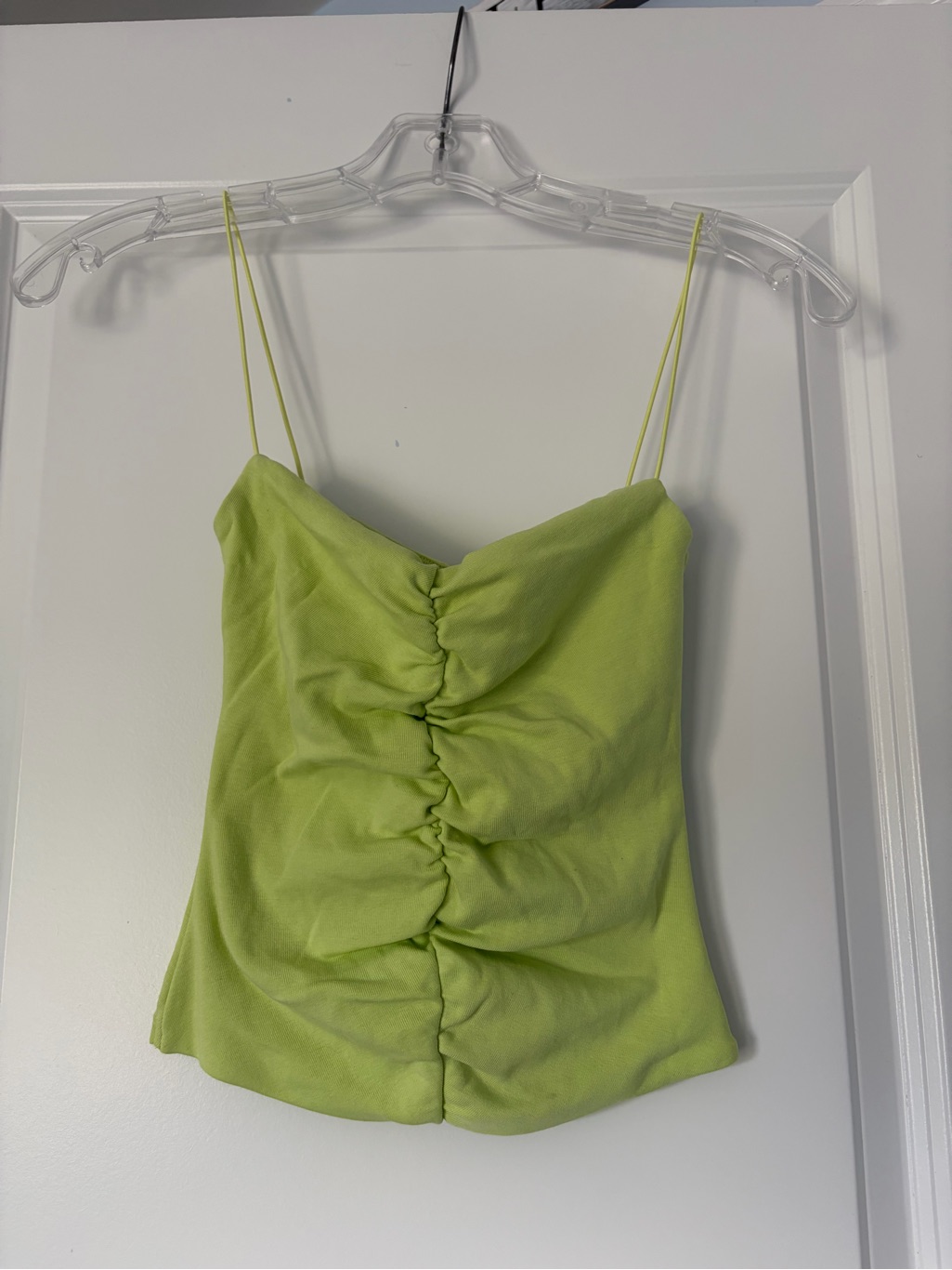 Zara Lime Green Ruched Spaghetti Strap Cami
